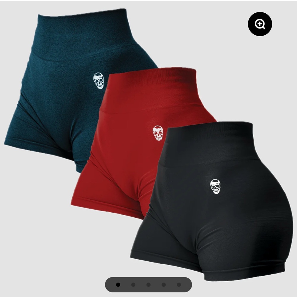 Women's High-Waisted Gym Reaper Shorts - Black, Red, and Dark Green